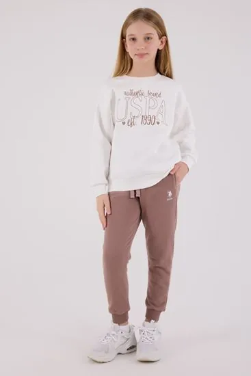 4-15 Yaş Lisanslı Us Polo Assn Kız Çocuk Takım-Ekru