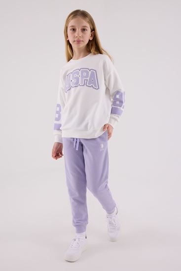 4-15 Yaş Lisanslı Us Polo Assn Kız Çocuk Takım-Ekru