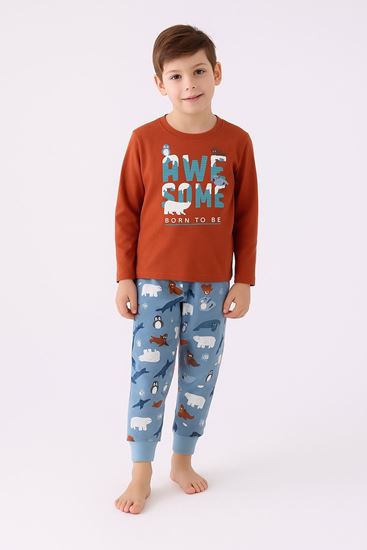 2-8 Yaş Awe Some Erkek Çocuk Takım-Kiremit