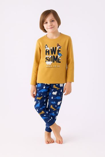 2-8 Yaş Awe Some Erkek Çocuk Takım-Hardal