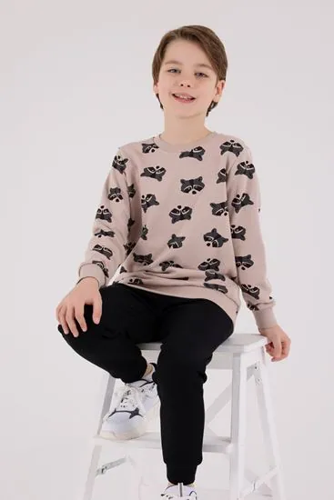 2-8 Yaş Penguin Life Erkek Çocuk Takım-Kum