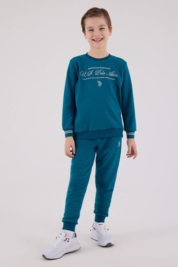 4-15 Yaş Lisanslı Us Polo Assn Erkek Çocuk Takım-Petrol