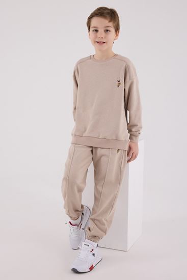 4-15 Yaş Lisanslı Us Polo Assn Erkek Çocuk Takım-Latte