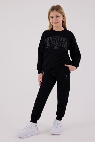 4-15 Yaş Lisanslı Us Polo Assn Kız Çocuk Takım-Siyah