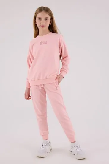 4-15 Yaş Lisanslı Us Polo Assn Kız Çocuk Takım-Pembe