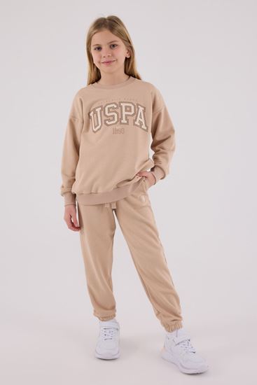 4-15 Yaş Lisanslı Us Polo Assn Kız Çocuk Takım-Latte