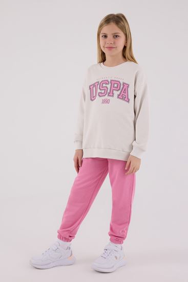 4-15 Yaş Lisanslı Us Polo Assn Kız Çocuk Takım-Ekru