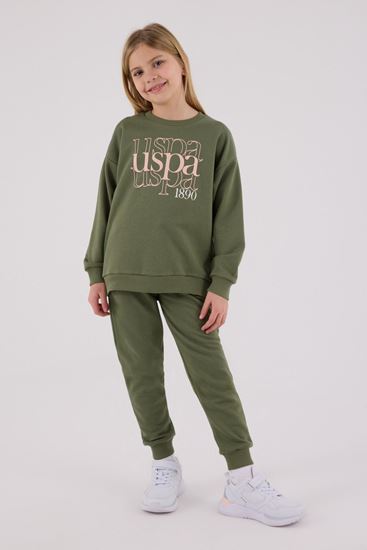 4-15 Yaş Lisanslı Us Polo Assn Kız Çocuk Takım-Haki