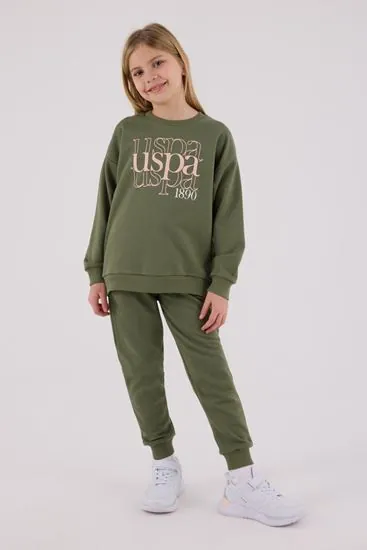 4-15 Yaş Lisanslı Us Polo Assn Kız Çocuk Takım-Haki