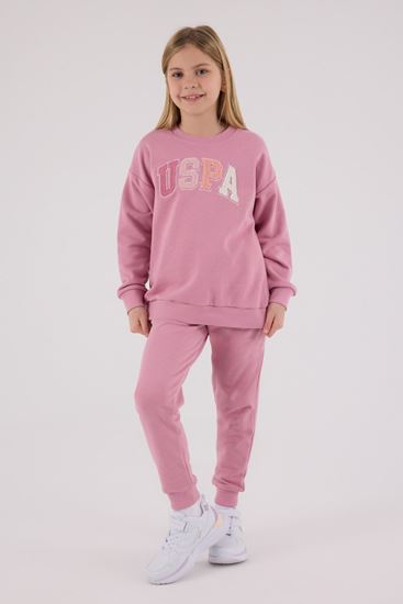 4-15 Yaş Lisanslı Us Polo Assn Kız Çocuk Takım-Gül Kurusu