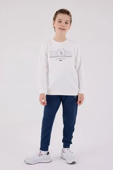4-15 Yaş Lisanslı Us Polo Assn Erkek Çocuk Takım-Ekru