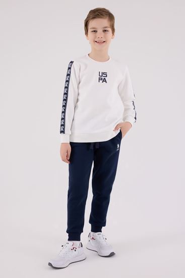 4-15 Yaş Lisanslı Us Polo Assn Erkek Çocuk Takım-Ekru