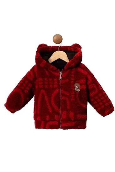 9-24 Ay Teddy Luxe Kız Bebek Mont-Kırmızı