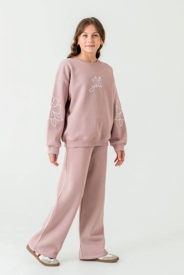 8-12 Yaş You Flower Cotto Kız Çocuk Takım-Pudra