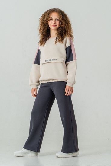 8-12 Yaş Yourself Blok Kız Çocuk Takım-Füme