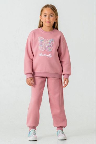 5-9 Yaş Butterfly Kız Çocuk Takım-Pembe
