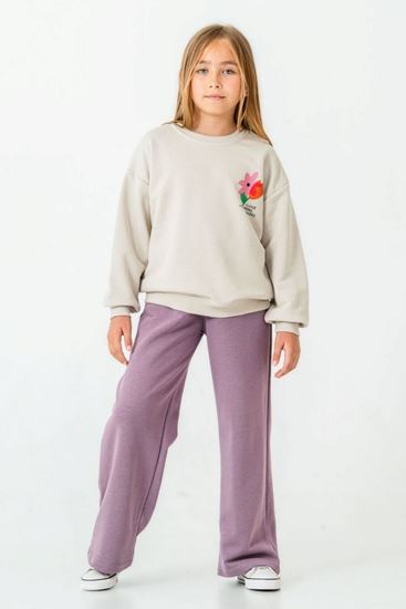 5-9 Yaş Collect Flowers Kız Çocuk Takım-Uzay Grisi