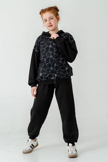 8-12 Yaş Shadow Flora Kız Çocuk Takım-Siyah