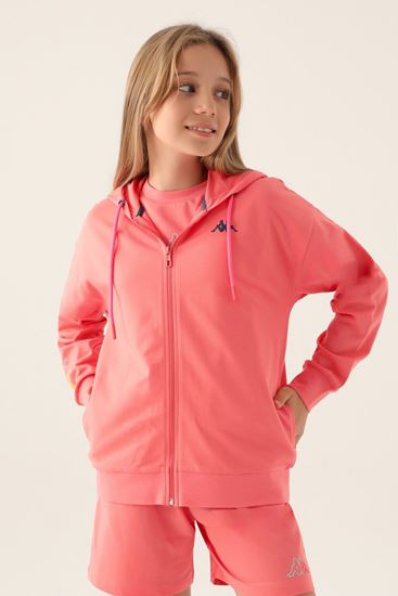 5-16 Yaş Lisanslı KAPPA Kız Çocuk Hırka Ceket-Nar çiçeği