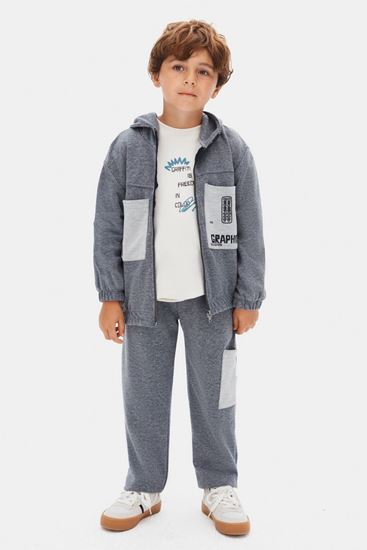 4-8 Yaş Summer Graphics Erkek Çocuk 3'Lü Takım-Lacivert