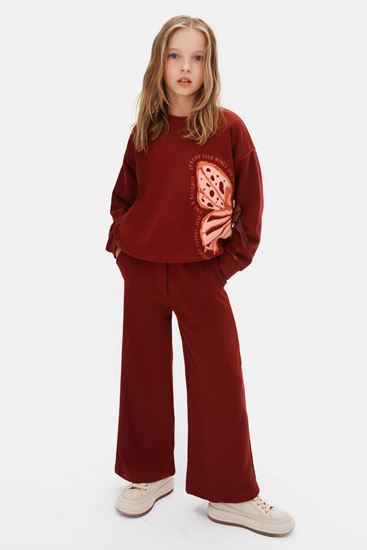 4-8 Yaş Butterfly Wıngs Kız Çocuk Takım-Bordo