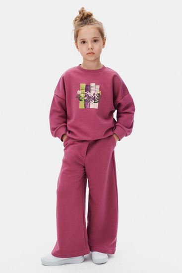 4-8 Yaş Every Flower Kız Çocuk Takım-Mürdüm