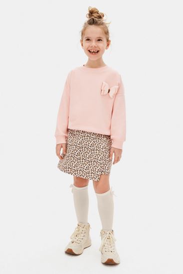 4-8 Yaş Pink Leo Kız Çocuk Şort Etekli Takım-Şeker Pembe