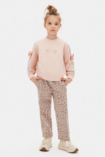 4-8 Yaş Pink Leo Ribbon Kız Çocuk Takım-Şeker Pembe