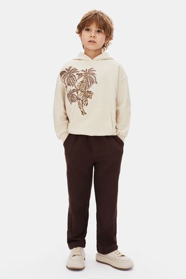 8-14 Yaş Tiger Palmiya Erkek Çocuk Takım-Ekru