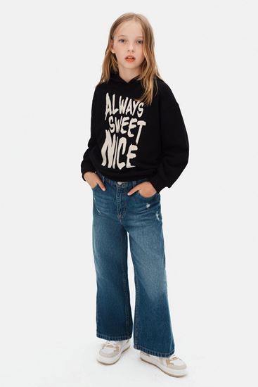 8-14 Yaş Always Nice Kız Çocuk Sweatshırt-Siyah