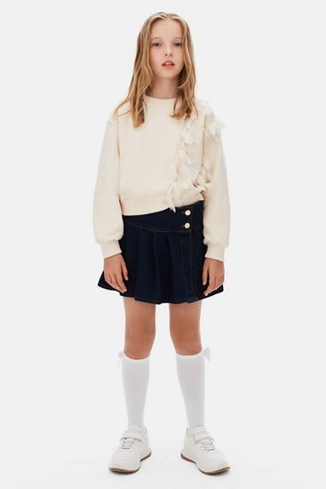 8-14 Yaş Navy Classe Kız Çocuk Şort Etekli Takım-Latte