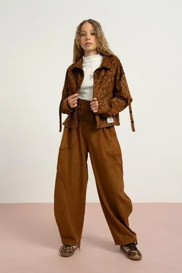9-15 Yaş Rustic Suit Brown Kız Çocuk 3'Lü Takım-Taba