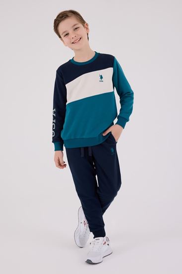 4-15 Yaş Lisanslı Us Polo Assn Erkek Çocuk Takım-Petrol