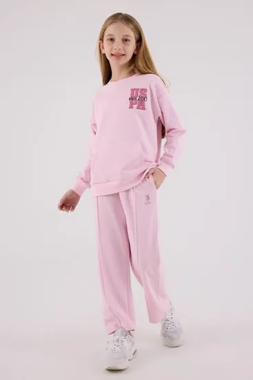 4-15 Yaş Lisanslı Us Polo Assn Kız Çocuk Takım-Şeker Pembe