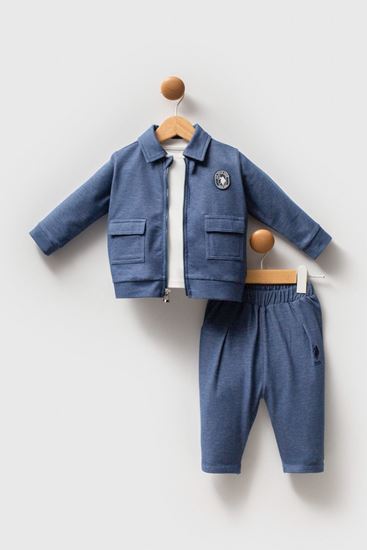 6-36 Ay Lisanslı Us Polo Assn Erkek Bebek 3'Lü Takım-Mavi