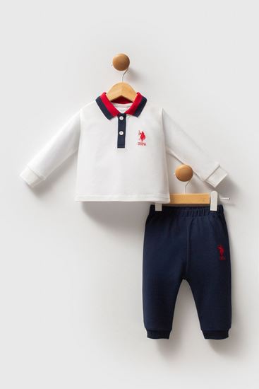 6-36 Ay Lisanslı Us Polo Assn Erkek Bebek Takım-Ekru