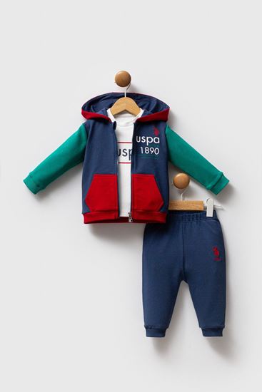 6-36 Ay Lisanslı Us Polo Assn Erkek Bebek 3'Lü Takım-Yeşil