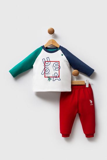 6-36 Ay Lisanslı Us Polo Assn Erkek Bebek Takım-Kırmızı