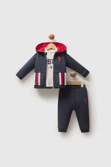 6-36 Ay Lisanslı Us Polo Assn Erkek Bebek 3'Lü Takım-Lacivert