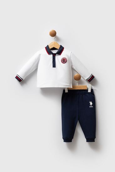 6-36 Ay Lisanslı Us Polo Assn Erkek Bebek Takım-Ekru