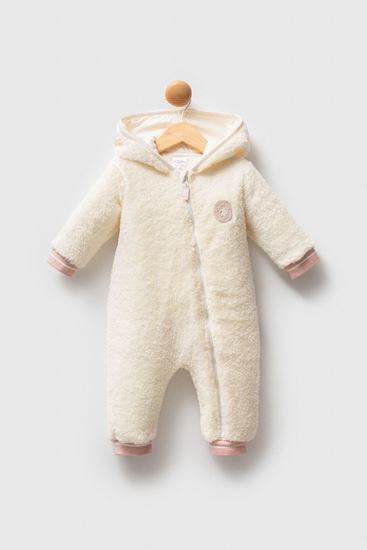 3-18 Ay Lisanslı Us Polo Assn Kız Bebek Tulum-Ekru