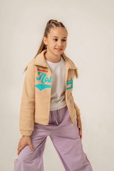 5-9 Yaş Mussness Happy Colors Kız Çocuk Hırka/Ceket -Latte-