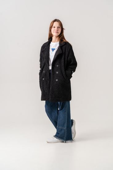 8-15 Yaş Lovobery Monaco Kız Çocuk Kaban -Siyah-