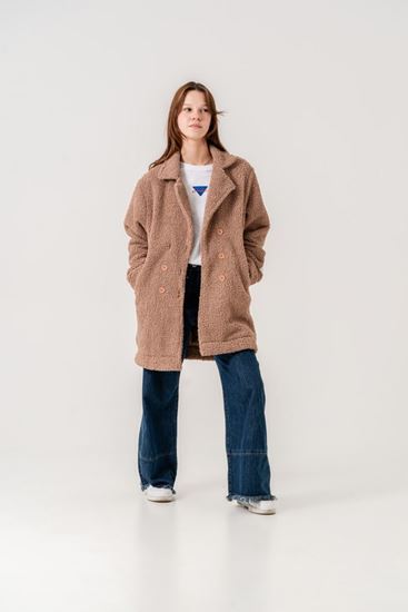 8-15 Yaş Lovobery Monaco Kız Çocuk Kaban -Latte-