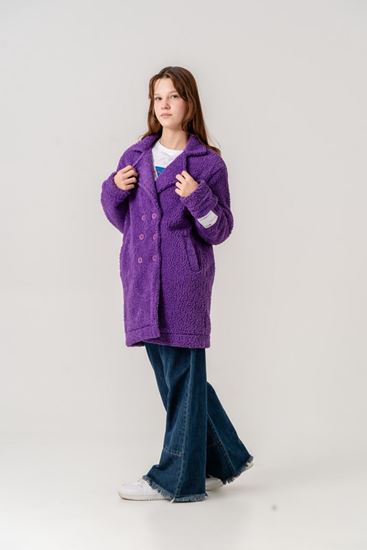 8-15 Yaş Lovobery Monaco Kız Çocuk Kaban -Mor-