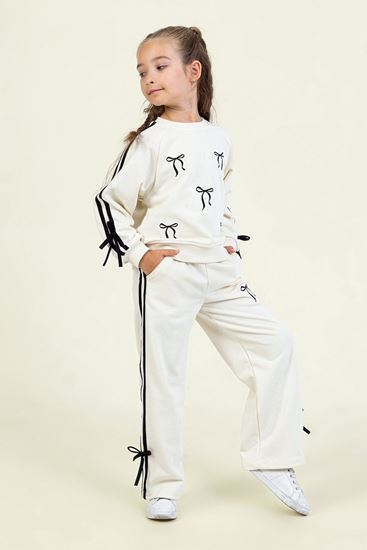 4-9 Yaş Ribbon Bliss Kız Çocuk Takım-Ekru