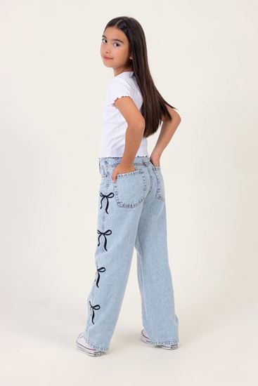 9-14 Yaş New Mussness Ribbon Kız Çocuk Pantolon-Mavi