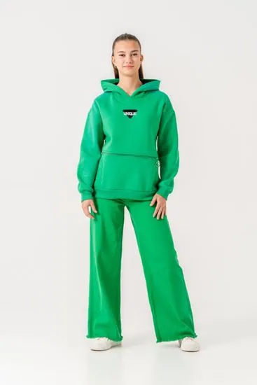 9-15 Yaş Unıque Cool Kız Çocuk Sweatshırt -Yeşil