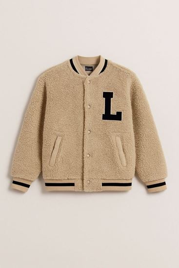 8-15 Yaş Pink Collage Kız Çocuk Bomber Ceket-Latte