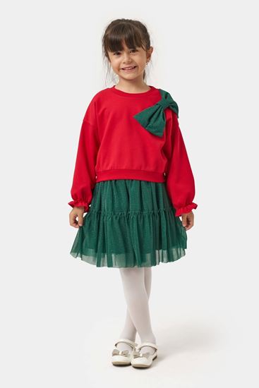 4-7 Yaş Deer Magic Kız Çocuk Elbise-Kırmızı